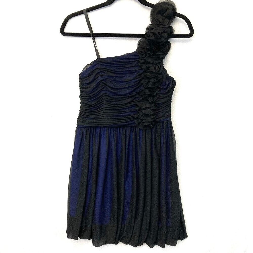 Vintage Camille La‎ Vie One Shoulder Dress Small S Blue Black Whimsigoth Fairy